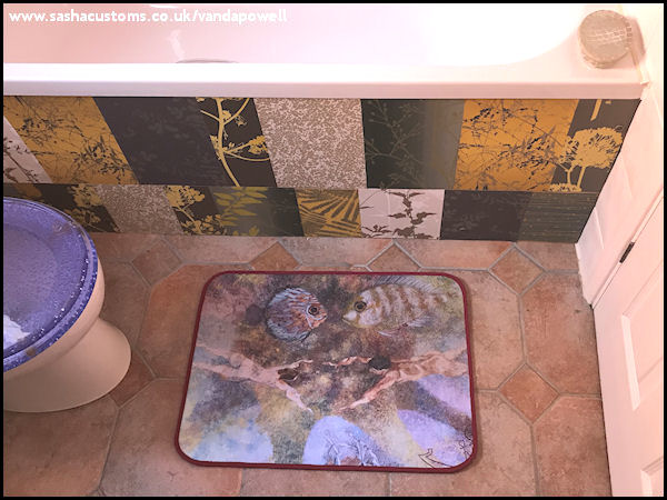 Ra Meeting Proteus (Bathmat with Maroon Trim) - Vanda Powell Designs