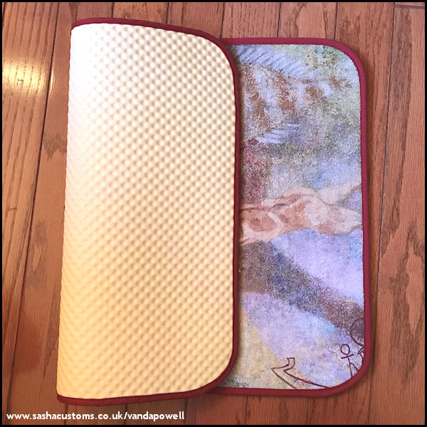 Non-Slip Back - Ra Meeting Proteus (Bathmat with Maroon Trim) - Vanda Powell Designs