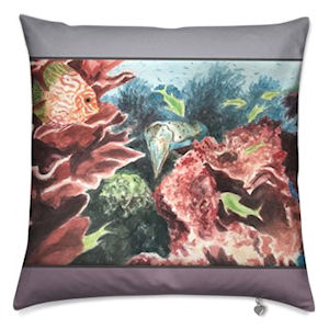 Reef Studies: Discus and Cuttlefish (Cushion) - Vanda Powell Designs