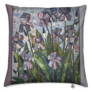 Aconbury Close Irises (Cushion - Silver/Rose) - Vanda Powell Designs