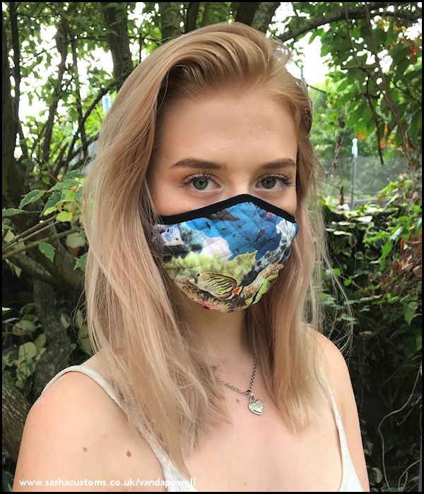 Crowded Corals Face Mask (Quilted Large) - Vanda Powell Designs