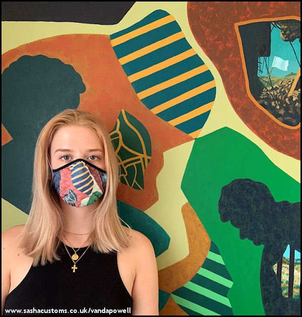 White Flag Face Mask (Quilted Large) - Vanda Powell Designs