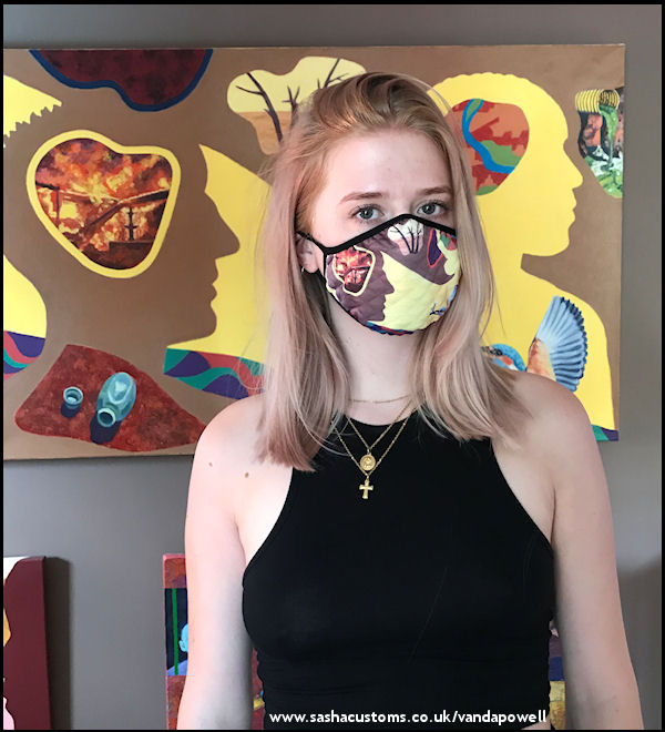 Kingfisher Face Mask (Quilted Large) - Vanda Powell Designs